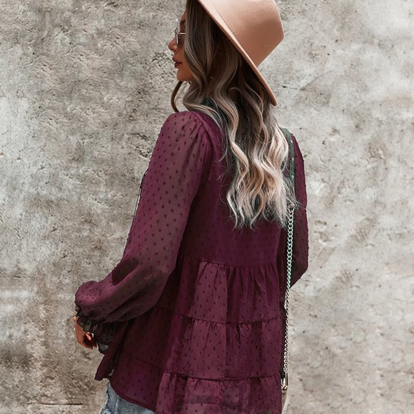 VINTAGE BOHO CHIC LAYERED BELL SLEEVED BLOUSE - Picture 5 of 8